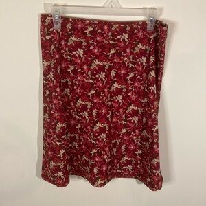Vintage Old Navy Red Floral Flowy Skirt Size 8